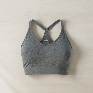 Puma Grey Seamless V‑Neck Racerback Sports Bra